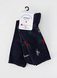 Chaussettes imprimé fantaisie bleu PERRIN femme