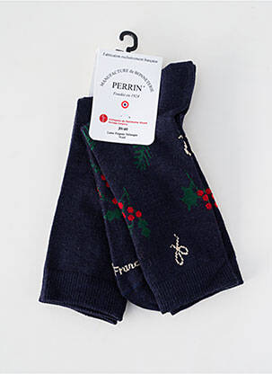 Chaussettes imprimé fantaisie bleu PERRIN femme