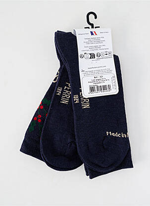 Chaussettes coutures renforcées bleu PERRIN femme