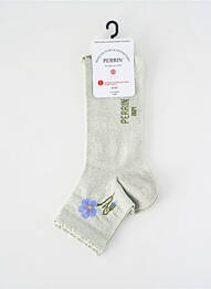 Chaussettes maille fine vert PERRIN femme
