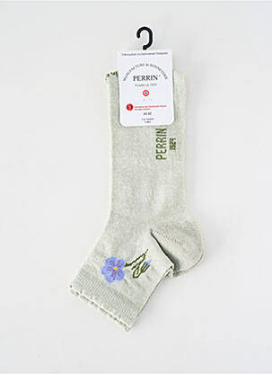 Chaussettes maille fine vert PERRIN femme