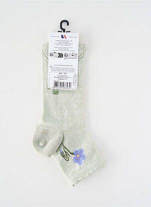 Chaussettes maille fine vert PERRIN femme