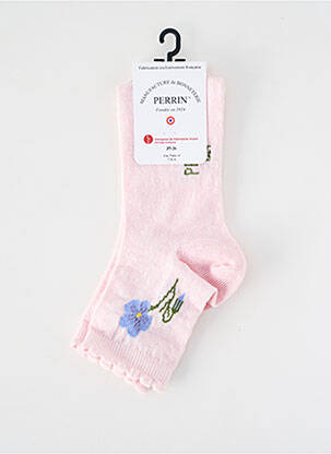 Chaussettes maille fine rose PERRIN femme