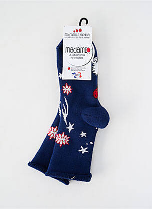 Chaussettes imprimé fantaisie bleu MA FAMILLE BONHEUR femme