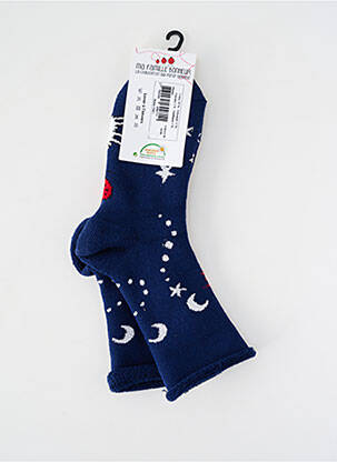 Chaussettes imprimé fantaisie bleu MA FAMILLE BONHEUR femme