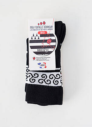 Chaussettes imprimé fantaisie noir MA FAMILLE BONHEUR femme