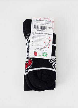 Chaussettes imprimé fantaisie noir MA FAMILLE BONHEUR femme