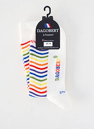 Chaussettes stretch blanc DAGOBERT A L'ENVERS femme