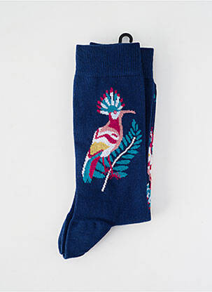 Chaussettes stretch bleu DAGOBERT A L'ENVERS femme