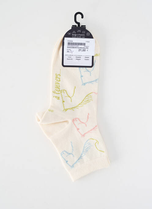 Chaussettes maintien élastique beige DAGOBERT A L'ENVERS femme