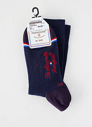 Chaussettes stretch bleu LA CHAUSSETTE FRANÇAISE homme