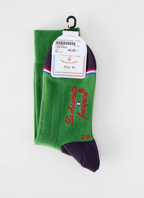 Chaussettes maille fine vert LA CHAUSSETTE FRANÇAISE homme