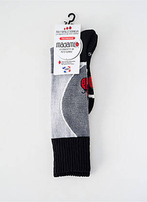 Chaussettes imprimé fantaisie gris MA FAMILLE BONHEUR femme
