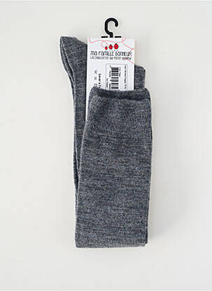 Chaussettes stretch gris MA FAMILLE BONHEUR femme