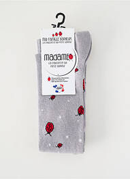 Chaussettes imprimé fantaisie gris MA FAMILLE BONHEUR femme