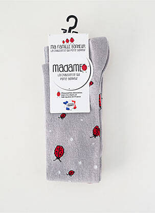 Chaussettes imprimé fantaisie gris MA FAMILLE BONHEUR femme