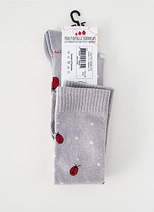 Chaussettes imprimé fantaisie gris MA FAMILLE BONHEUR femme