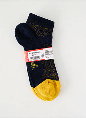 Chaussettes imprimé fantaisie jaune BERTHE AUX GRANDS PIEDS femme