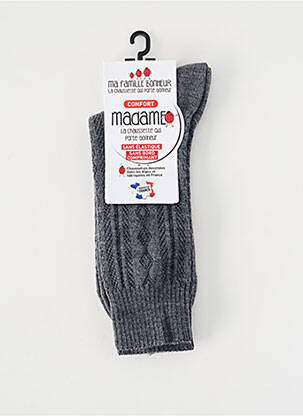 Chaussettes stretch gris MA FAMILLE BONHEUR femme