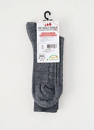 Chaussettes stretch gris MA FAMILLE BONHEUR femme