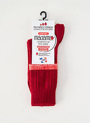 Chaussettes stretch rouge MA FAMILLE BONHEUR femme