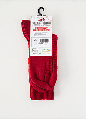 Chaussettes stretch rouge MA FAMILLE BONHEUR femme