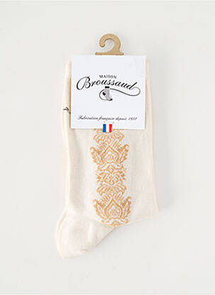 Chaussettes imprimé fantaisie beige MAISON BROUSSAUD femme