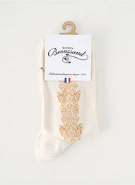 Chaussettes imprimé fantaisie beige MAISON BROUSSAUD femme