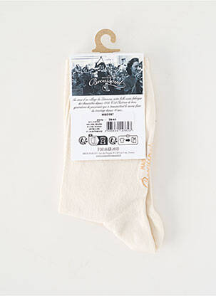 Chaussettes imprimé fantaisie beige MAISON BROUSSAUD femme
