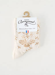 Chaussettes imprimé fantaisie beige MAISON BROUSSAUD femme