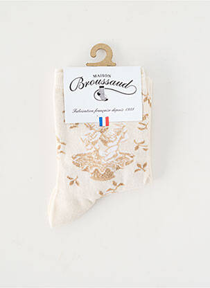 Chaussettes imprimé fantaisie beige MAISON BROUSSAUD femme