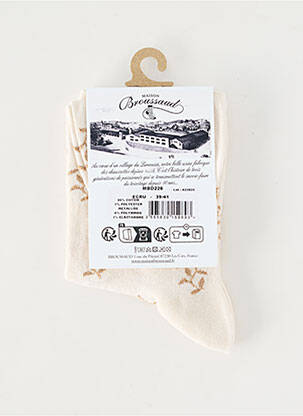Chaussettes imprimé fantaisie beige MAISON BROUSSAUD femme