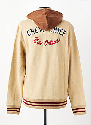 Sweat-shirt à capuche broderie manches longues beige DAYTONA homme