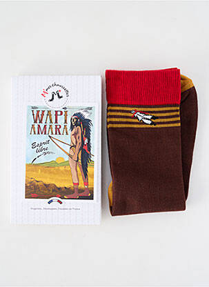 Chaussettes imprimé fantaisie marron M'MES CHAUSSETTES homme