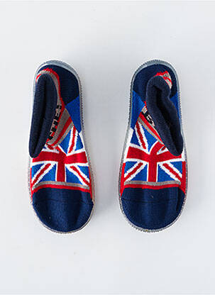 Chaussons/pantoufles bout rond bout rond bleu BERTHE AUX GRANDS PIEDS homme