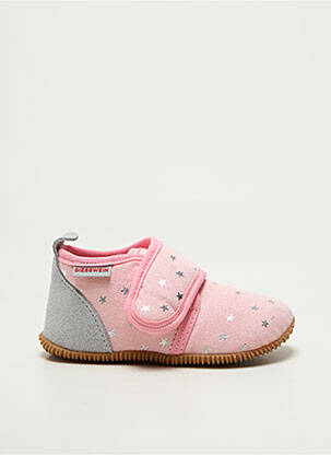 Chaussons/pantoufles tissage satiné bout rond rose GIESSWEIN fille