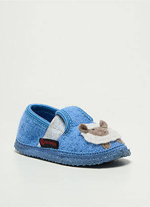 Chaussons/pantoufles tissage satiné bout rond bleu GIESSWEIN enfant