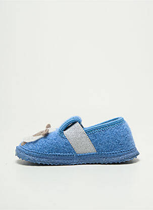 Chaussons/pantoufles tissage satiné bout rond bleu GIESSWEIN enfant