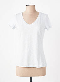 T-shirt col v manches courtes bleu TRENTE TROIS femme