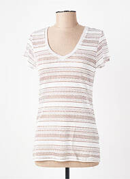 T-shirt col v manches courtes beige TRENTE TROIS femme