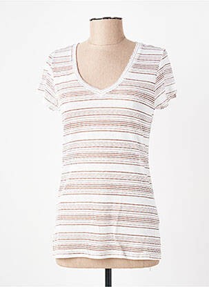T-shirt col v manches courtes beige TRENTE TROIS femme