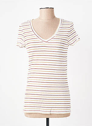 T-shirt col v manches courtes beige TRENTE TROIS femme