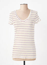 T-shirt col v manches courtes beige TRENTE TROIS femme