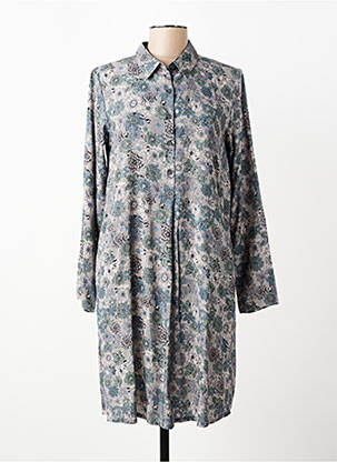 Robe mi-longue imprimé fleurs manches longues gris AGATHE & LOUISE femme