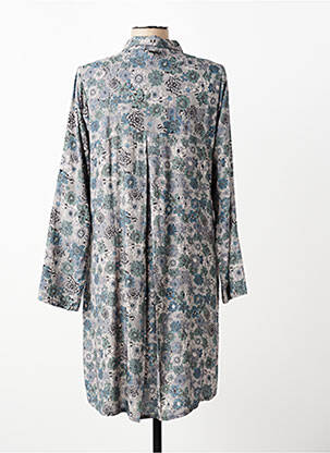 Robe mi-longue imprimé fleurs manches longues gris AGATHE & LOUISE femme