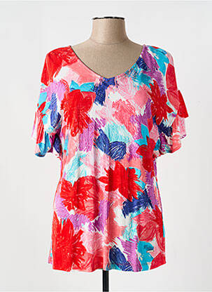 T-shirt col v manches courtes rouge AGATHE & LOUISE femme