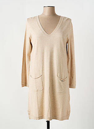 Robe pull col v manches longues beige MD'M femme