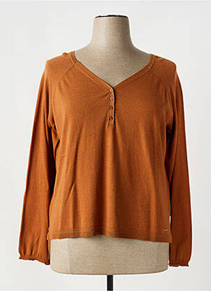 Pull col v manches longues orange MD'M femme