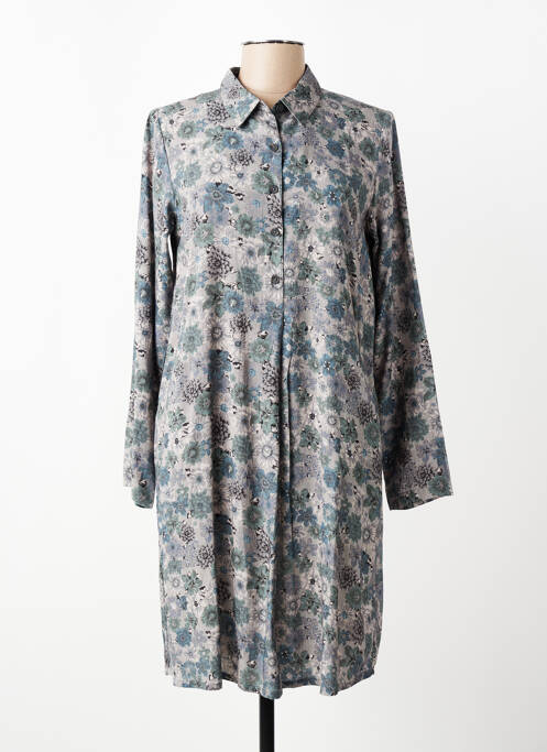 Robe mi-longue coupe fluide manches longues gris AGATHE & LOUISE femme