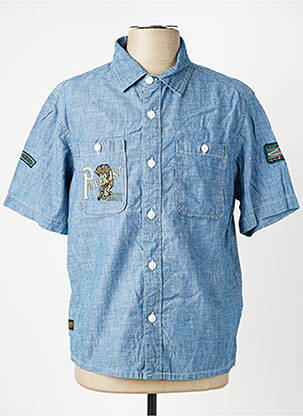 Chemise manches courtes coupe cintrée bleu DAYTONA homme